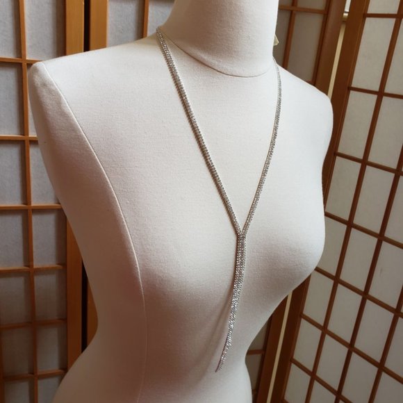 NIB Neiman Marcus Silver/Crystal  18 1/2" Necklace - Picture 4 of 6